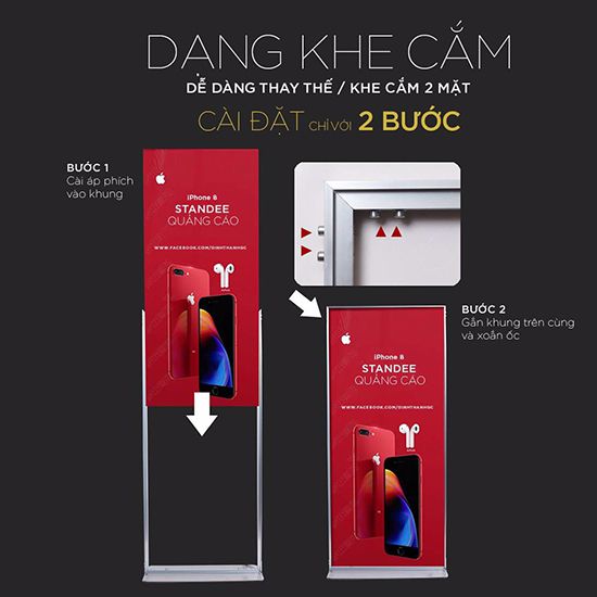 Standee khung nhôm đế sắt