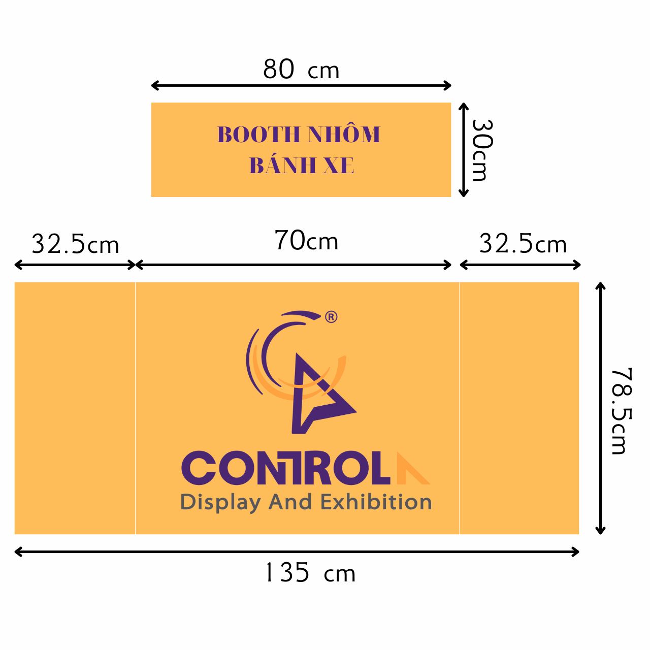 Kích thước booth nhôm có bánh xe