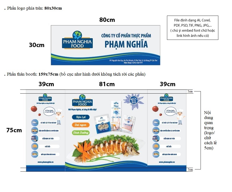 Kích thước thiết kế booth sampling nhựa