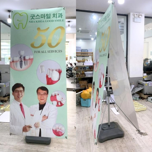 Standee đế nước tăng giảm kiểu vuông