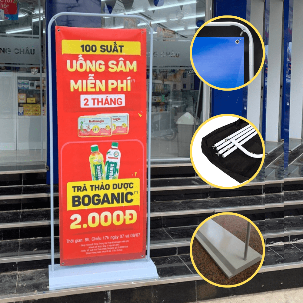 Standee khung cửa đế sắt