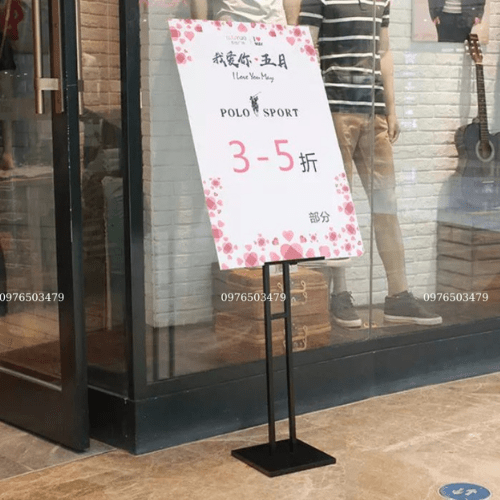 Standee menu chân sắt xoay góc Standee menu chân sắt xoay góc