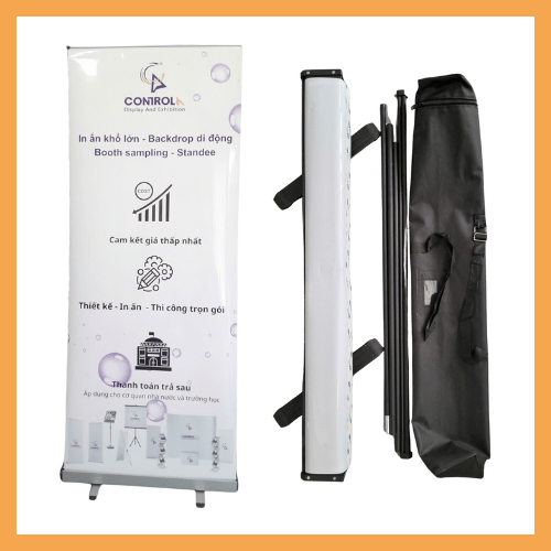 STANDEE CUỐN SẮT CHÂN ĐEN GẤP GỌN CAO CẤP