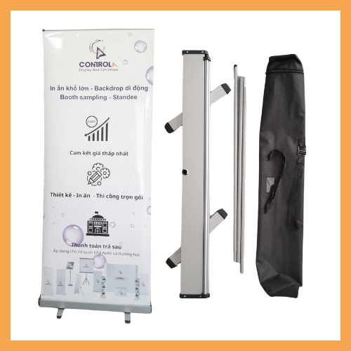 STANDEE CUỐN SẮT CHÂN BẠC GẤP GỌN CAO CẤP